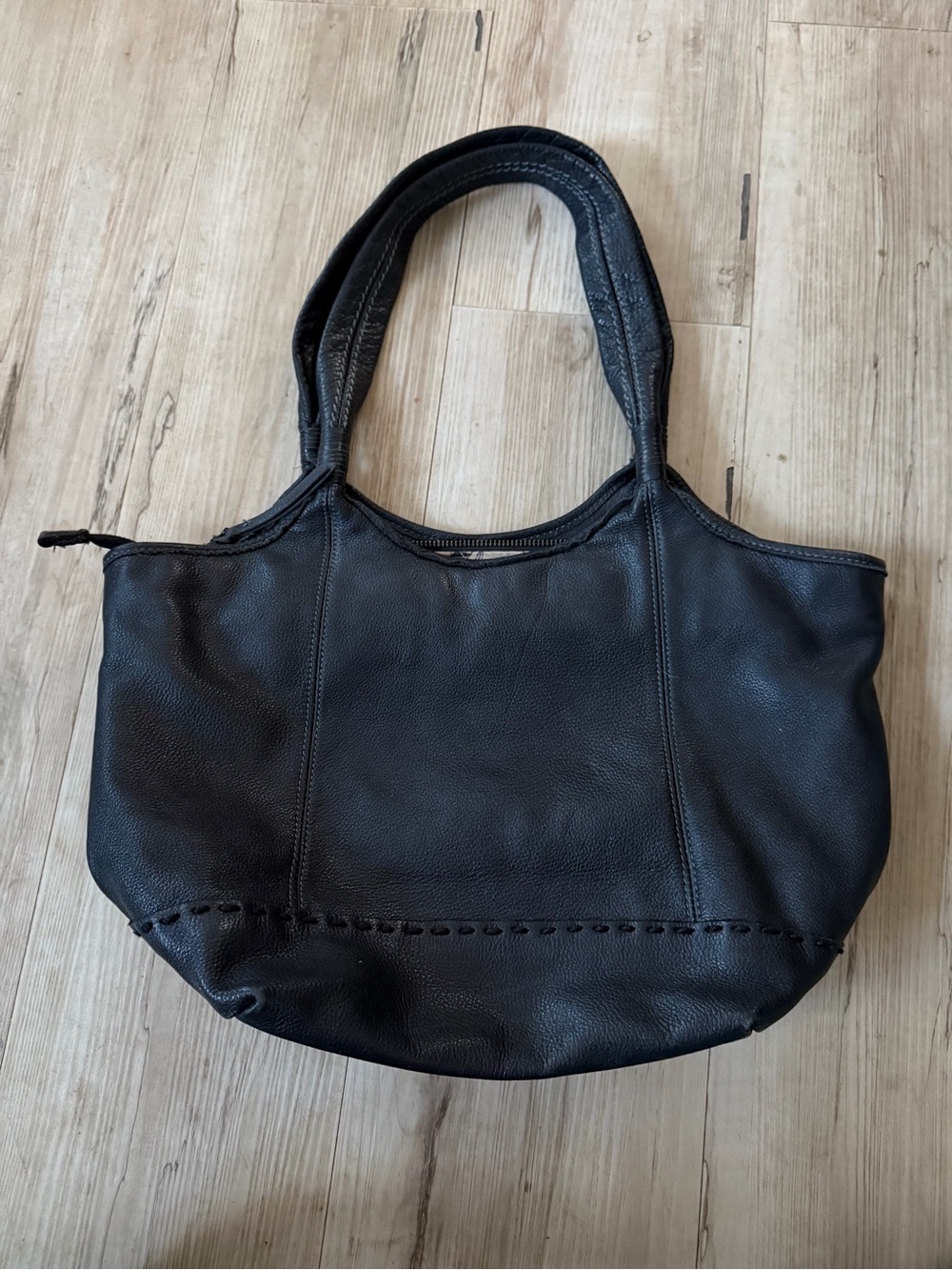 The Sak Black Leather Shoulder Tote